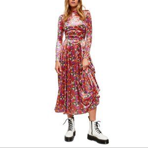 Free People Heartland Crushed Velvet Midi Dress